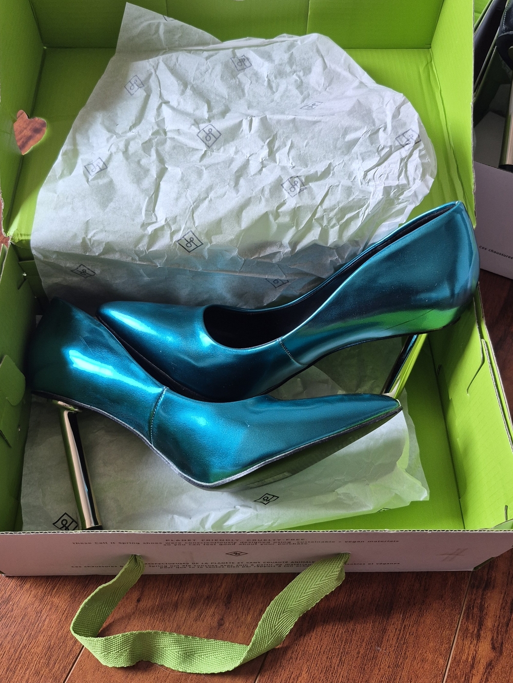 NEW Call It Spring Metallic Teal Pointed-Toe Stiletto Pumps 6.5